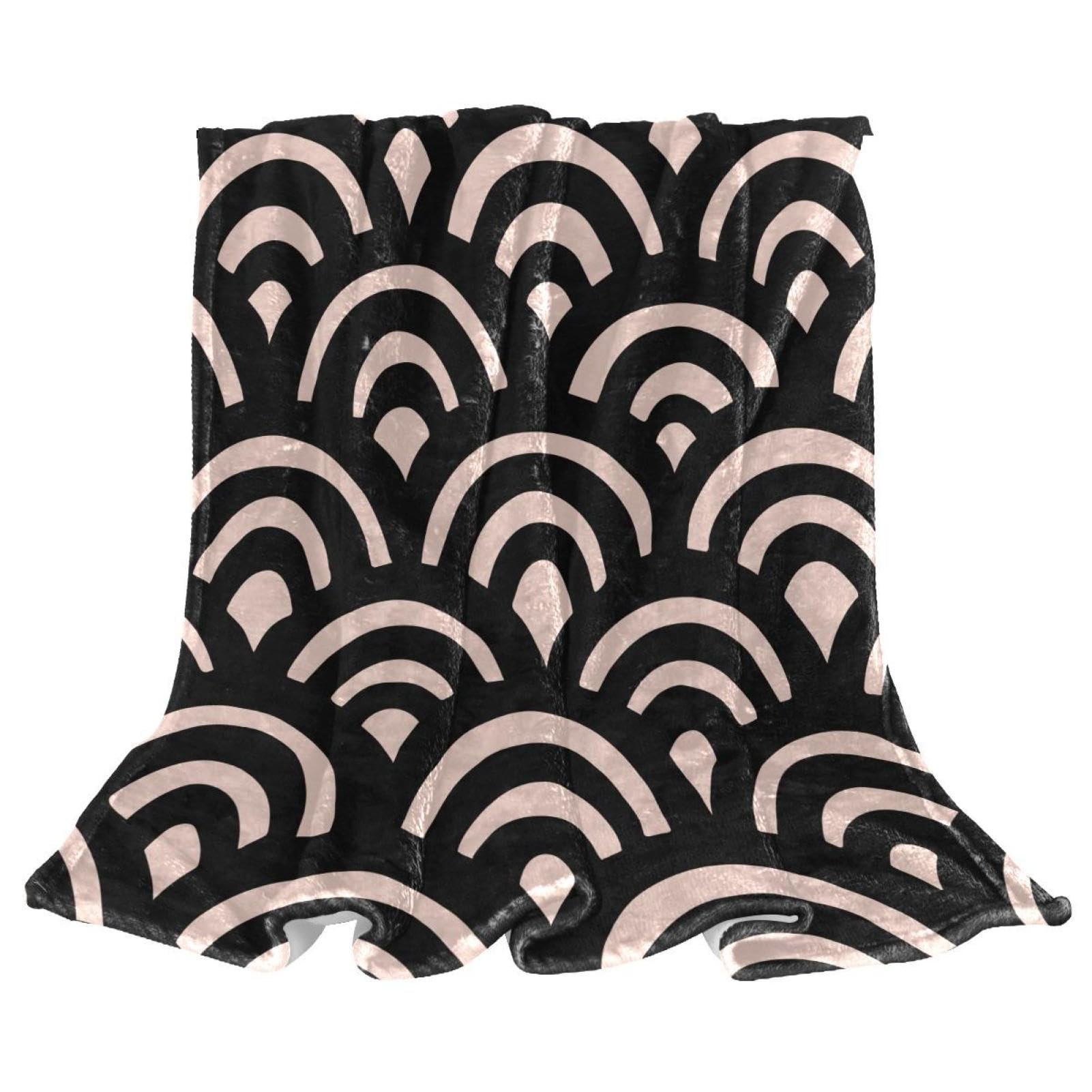Plaid écaille noire couverture polaire chaude et douce pour canapé et lit