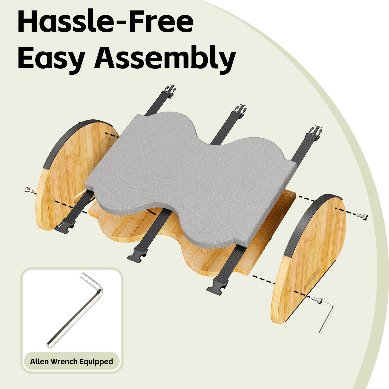 Ergonomische Bambus-Fußstütze unter dem Schreibtisch, 3-in-1 wendbare Schaukel-Fußstütze mit Fußpolstern 4 höhenverstellbare Höhen Bürofußhocker, große rutschfeste Oberfläche, verbessert die Haltung