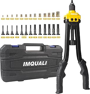 IMQUALI Rivet Nut Tool, 17" Rivet Nut Tool Set with 13 Metric & SAE Mandrels M4 M5 M6 M8 M10 M12, 8-32, 10-24, 1/4-20 * 2, 5/16-18, 3/8-16, 1/2-13, 130pcs Nuts, Durable Blow Molded Case, IMQ-900