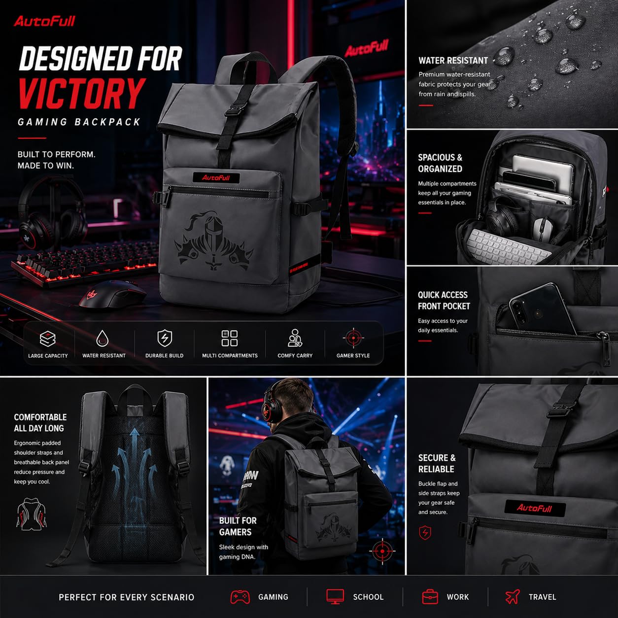 AutoFull Rucksack – Aktionsgeschenk beim Kauf von M6/G7 Gaming-Stühlen