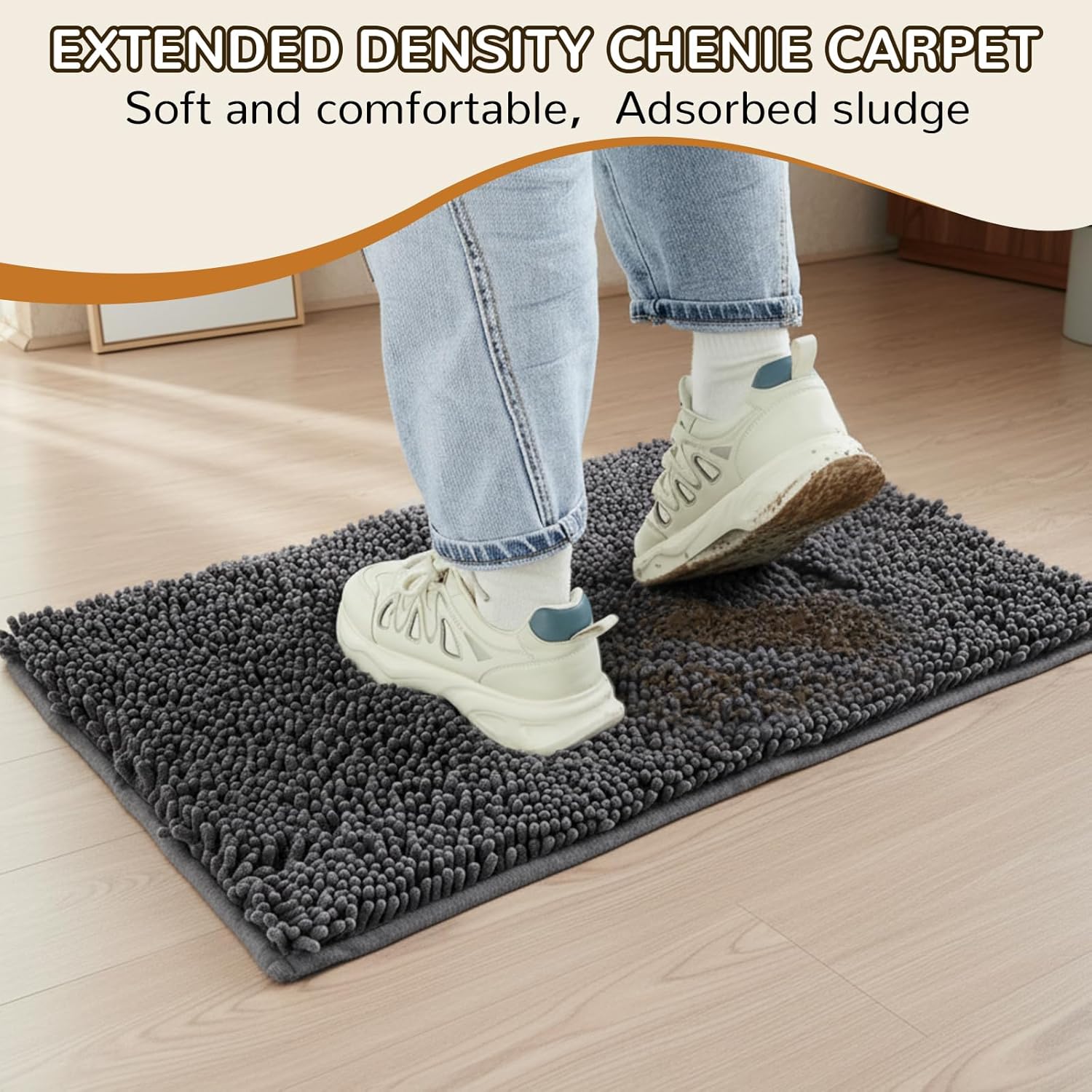 Pack of 3 Mud Mats for Dogs Mud Paws Absorbent Microfiber Dog Rugs Doormats, 18x28, 19x30, 24x36, 3 Sized Non-Slip Washable Pet Rug Quick Dry Chenille Entryway Carpet Indoor Outdoor Grey Mats - Image 7