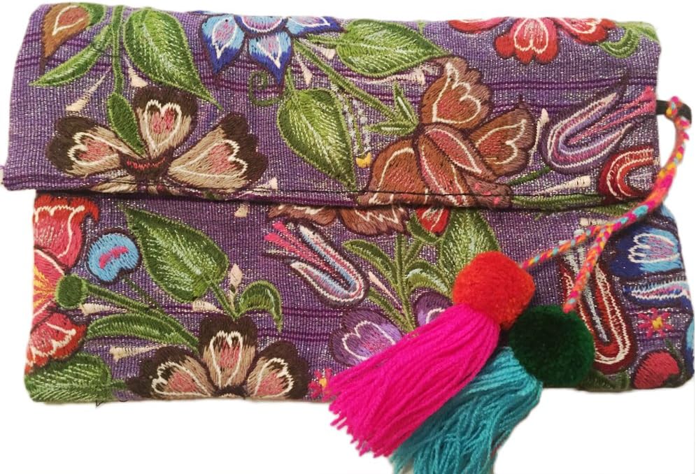 TABIK Handmade Mexican Fashion Clutch Wallet for Women Unique Embroidered Clutch Purse - Colorfull Perfect for Wedding and Party - Choose Style