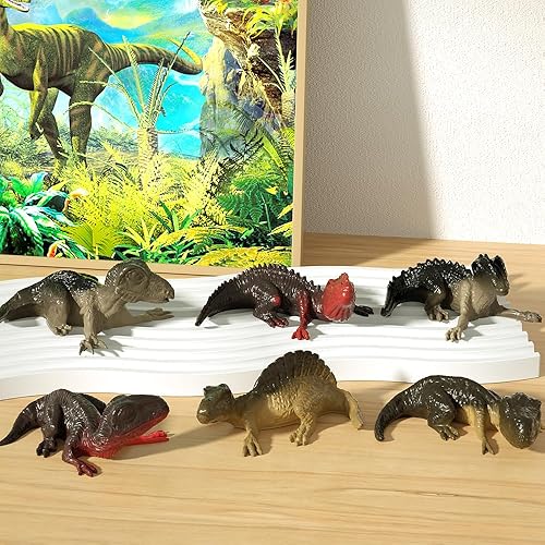 Miniatura 7 de RESINWORLD Juego de 6 moldes de silicona de dinosaurio 3D, molde de resina de dinosaurio para bebé, lindo molde de dinosaurio animal para fundición