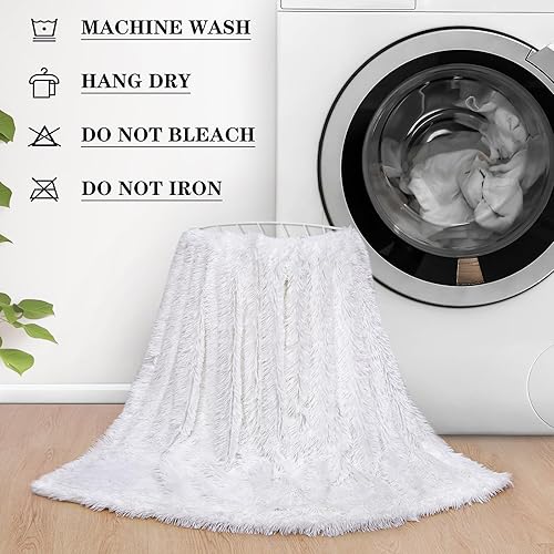 Miniatura 5 de ASPMIZ Manta de piel sintética de 50 x 60 pulgadas, manta de doble cara, ligera, de pelo largo, peludo, de vellón, acogedora manta de felpa lavable