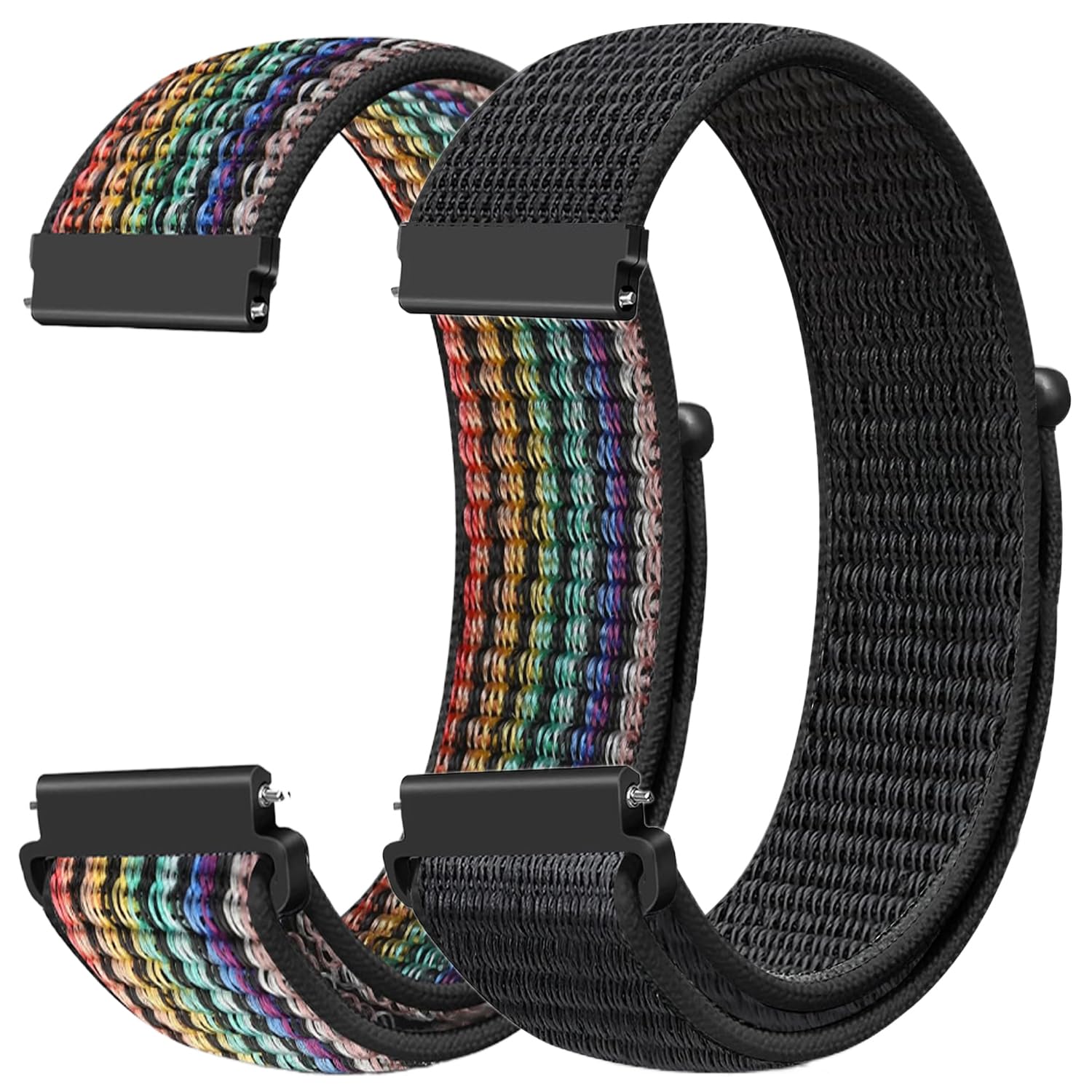 FTYQUEE 2 Pack Nylon Watch Bands Compatible with 16mm 18mm 19mm 20mm 22mm Watch Bands Quick Release Replacement Wristband,...