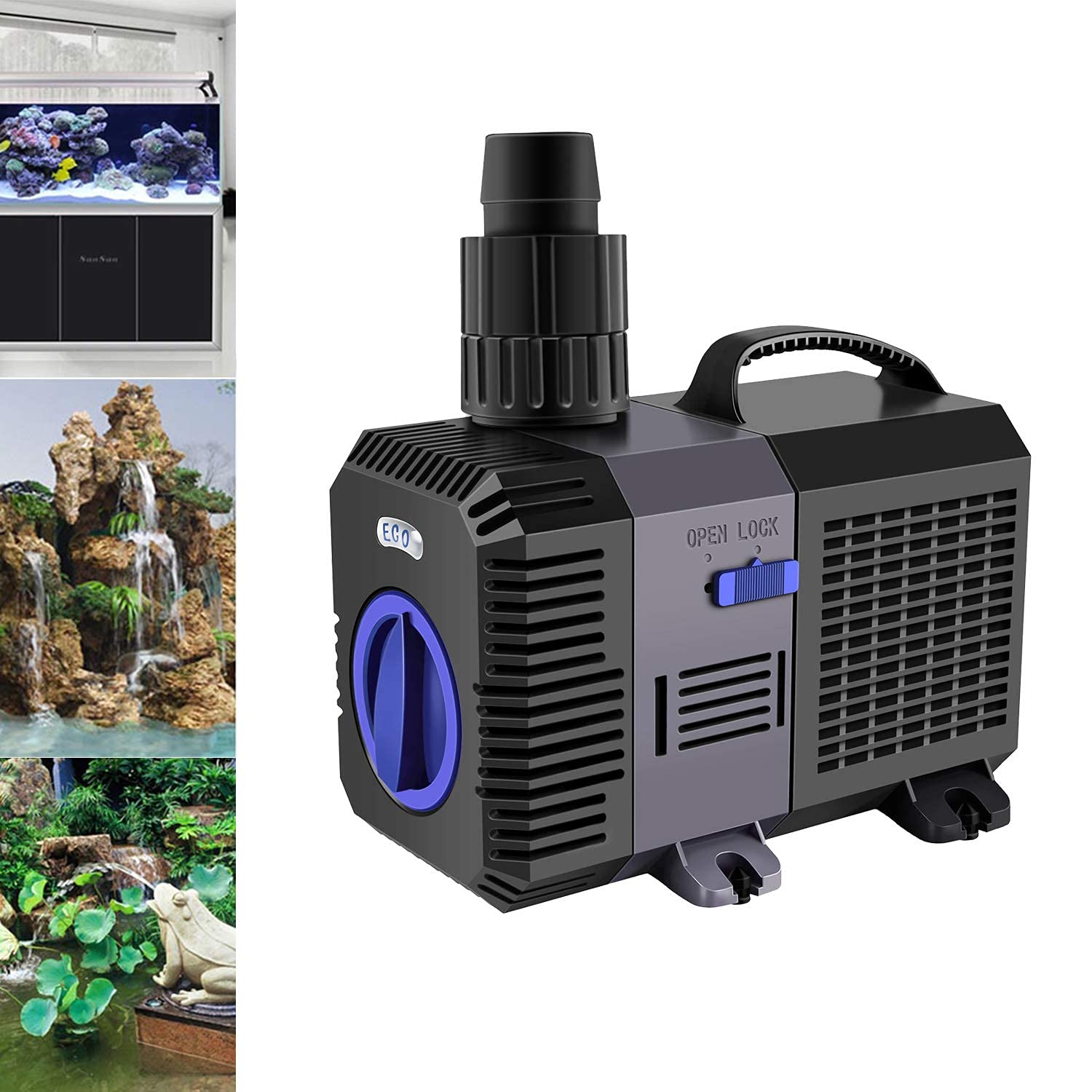 Eco Pompa per Laghetto con Filtro Ad Acqua, Super Eco Pompa Laghetti Sommergibile, Anfibio Pompe Acquario Laghetto per Terrari, Sistemi di Circolazione per Laghetti Carpa 7000l/h 50W
