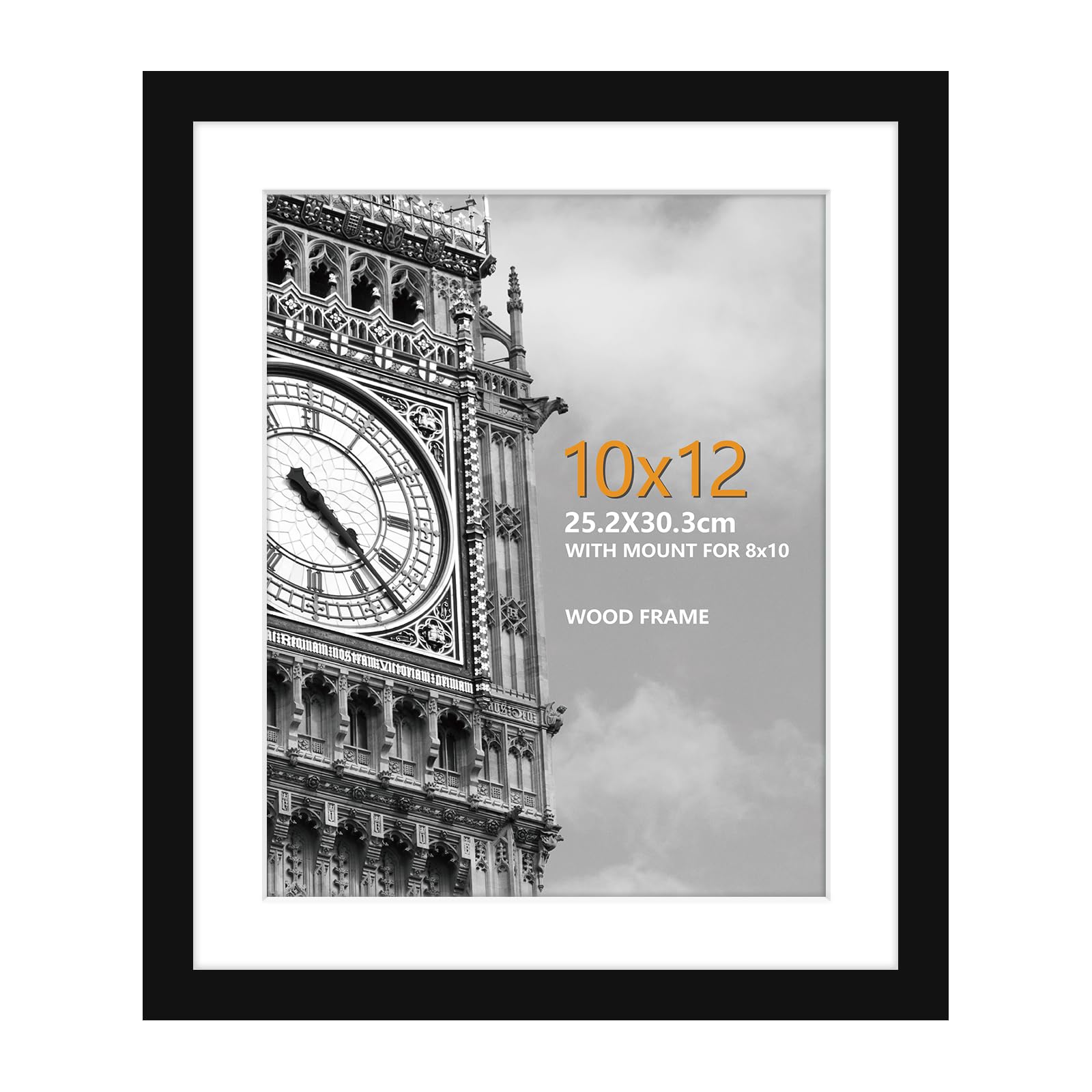 12 x 10 inch Picture Frame, Black Wooden Photo Frame with Plexiglass Front