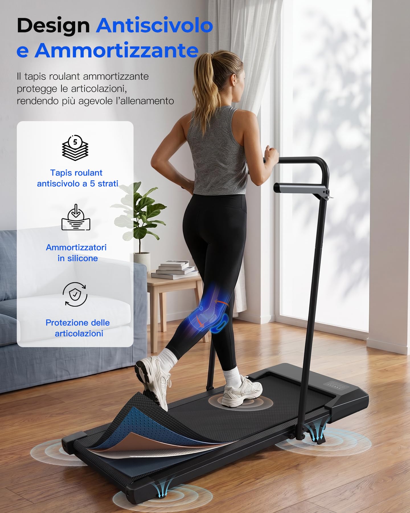 Superun Tapis Roulant Salvaspazio Pieghevole con Inclinazione 6% | Tapis Roulant Elettrico Pieghevole Mini Walking Pad Massima di 136 kg,Schermo LED, Telecomando, Controllo tramite APP