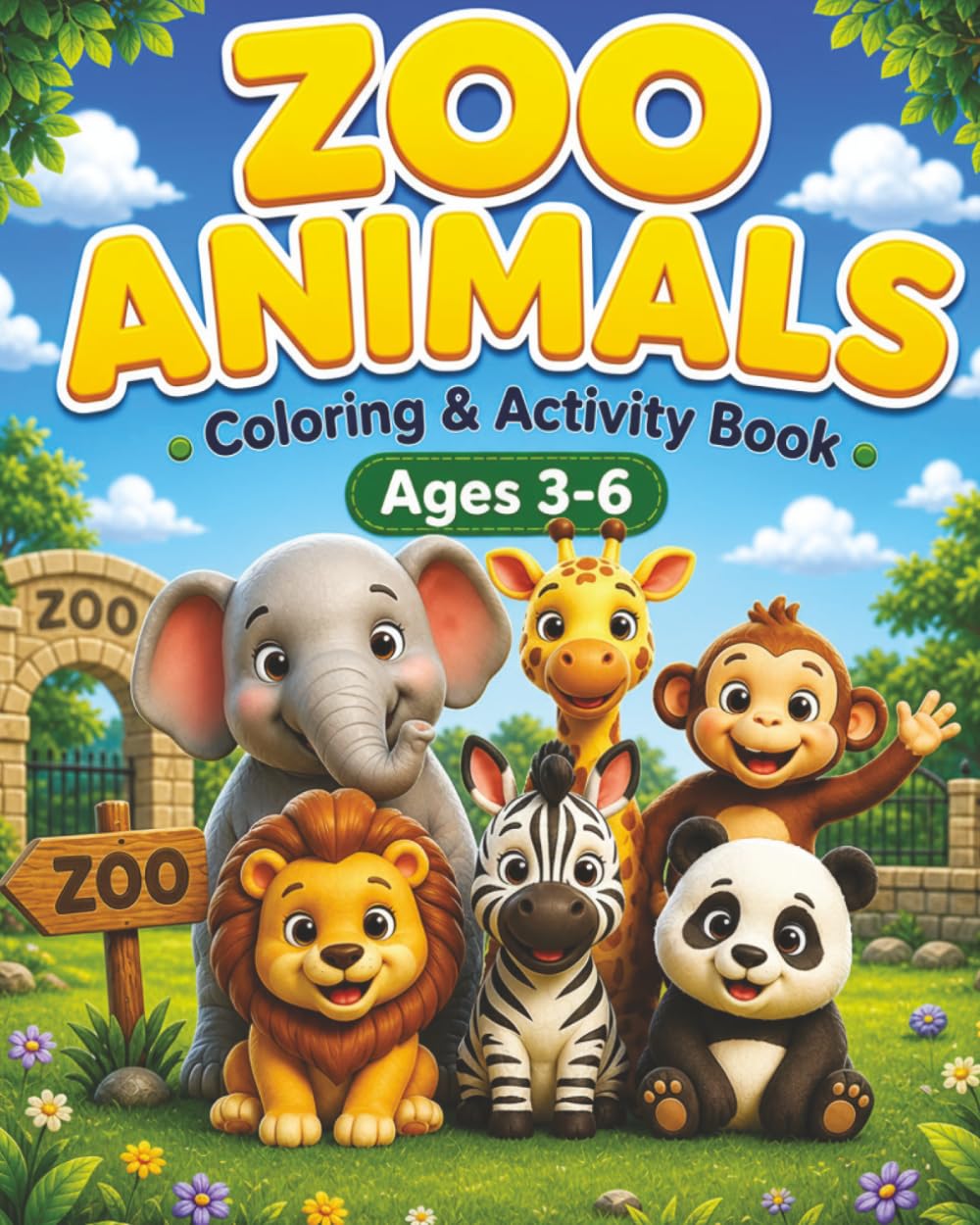 Zoo Animals Coloring & Activity Book for Ages 3–6