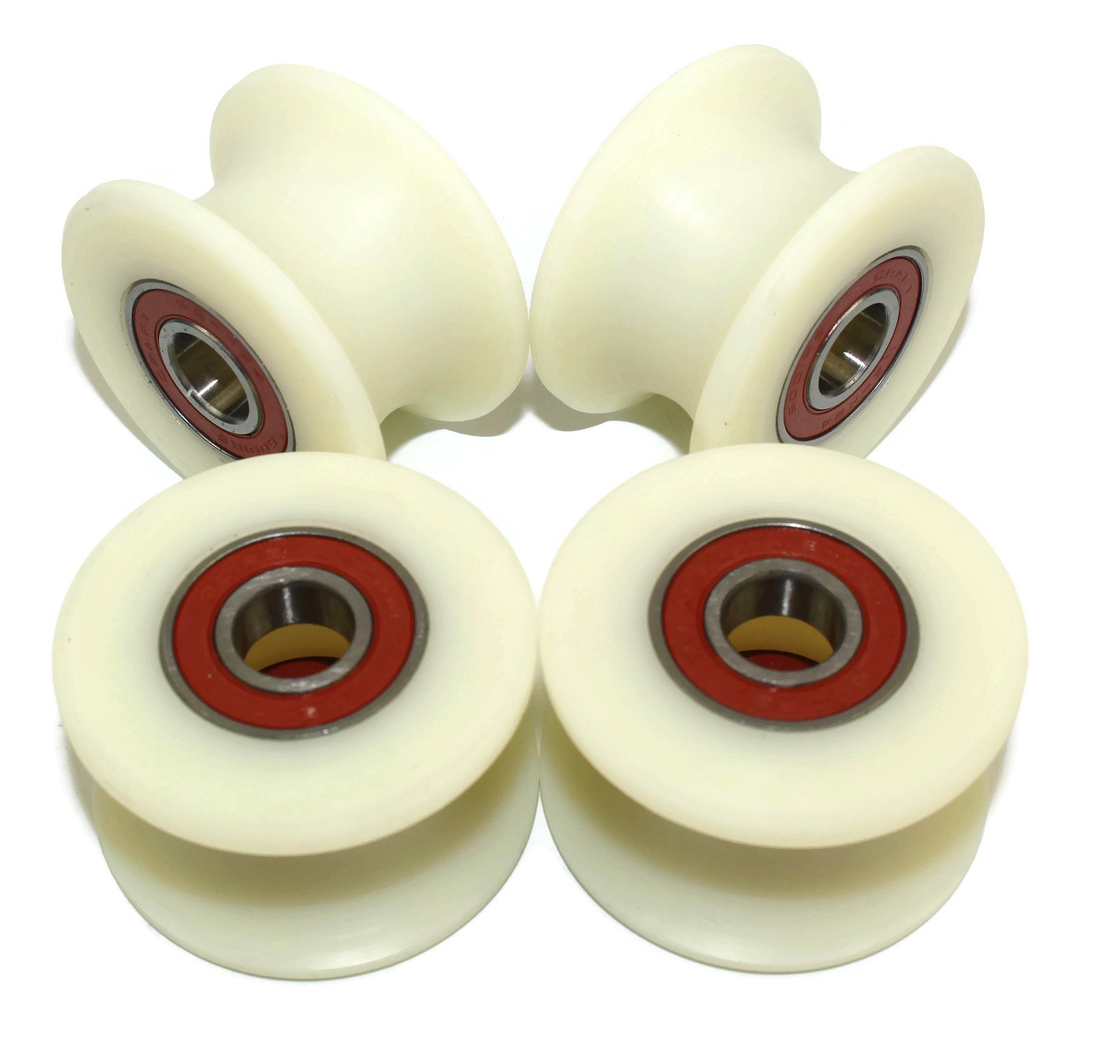 Lot de 4 x 50 mm poulies en nylon usinées avec rainure de 25 mm - Fabriquées en Union européenne, 12 mm Bearings, 4