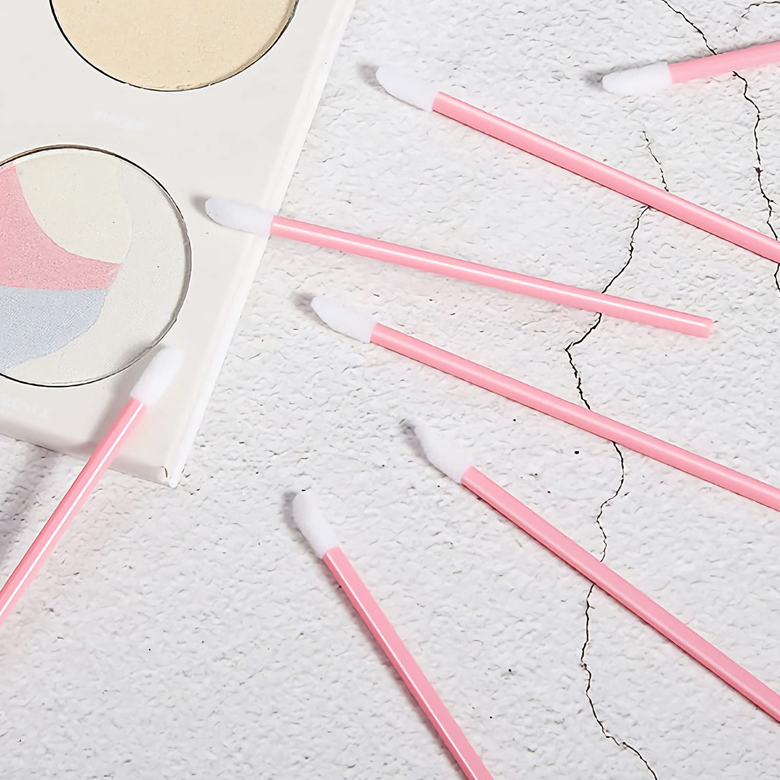 VEGCOO Lot de 300 pinceaux à lèvres jetables pour un maquillage parfait des lèvres (Rose)