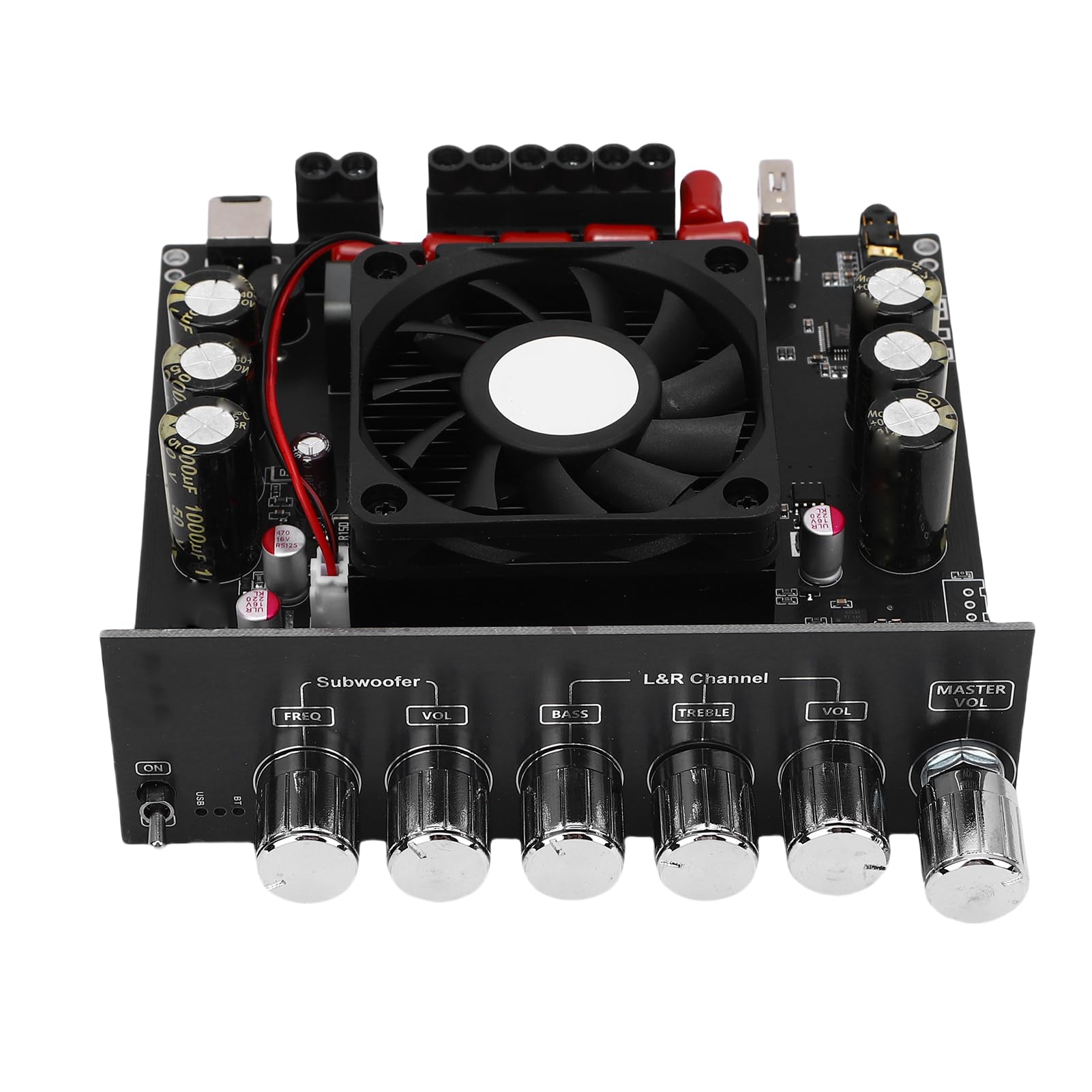 Kikumi Placa Amplificadora de Potencia de Audio 200Wx2+400W, Amplificador Digital Bluetooth para Altavoz Doméstico con Ajuste de Agudos Graves, AAC SBC WAV FLAC Ape MP3