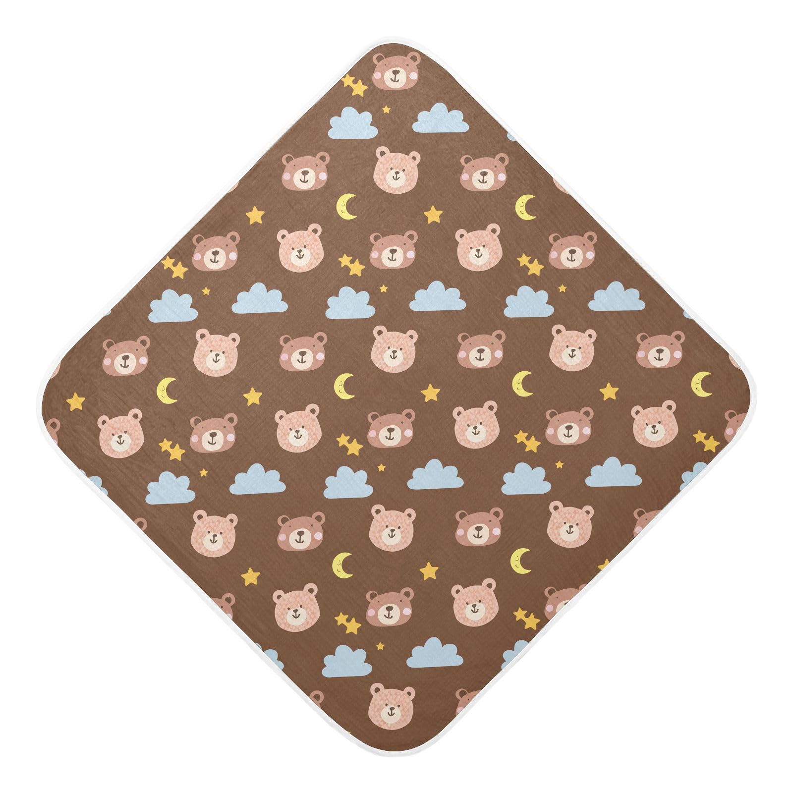 Msyxl Bear Faces Hooded Towel - Ultra Soft & Absorbent Muslin Cotton Bath Towel for Babies, Toddlers, Newborn - Boys & Girls Essential 35