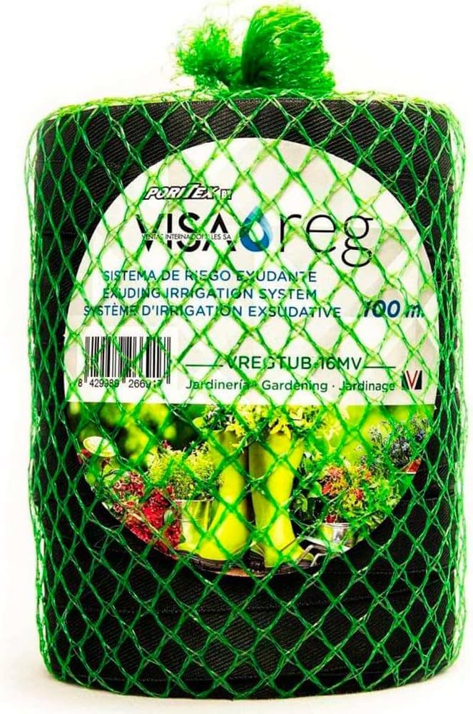 Suinga CINTA textil EXUDANTE riego por goteo 16mm. Tubo poroso de 100 metros. Riega por poros de su pared