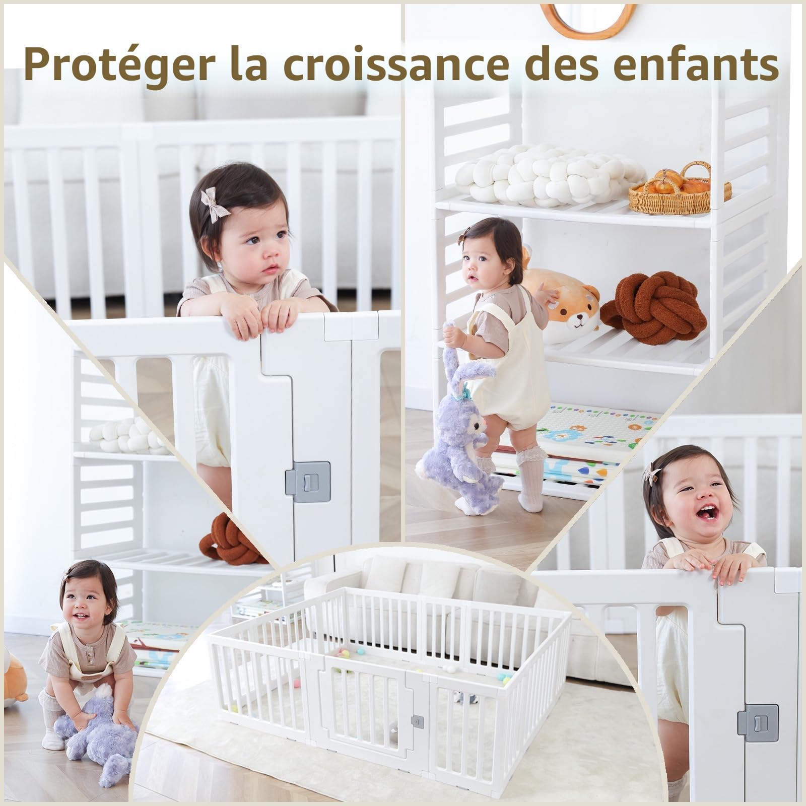 Gupamiga Parc Bébé Modulable 150 x 180 cm, Enfant, de Jeux, Blanc