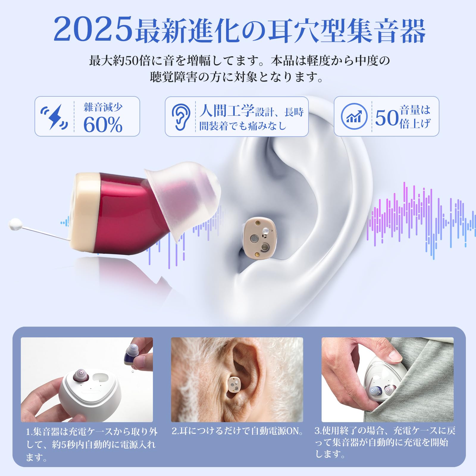 Amazon.co.jp: 集音器 高齢者 しゅうおんき わずか2.2g・無段階音量