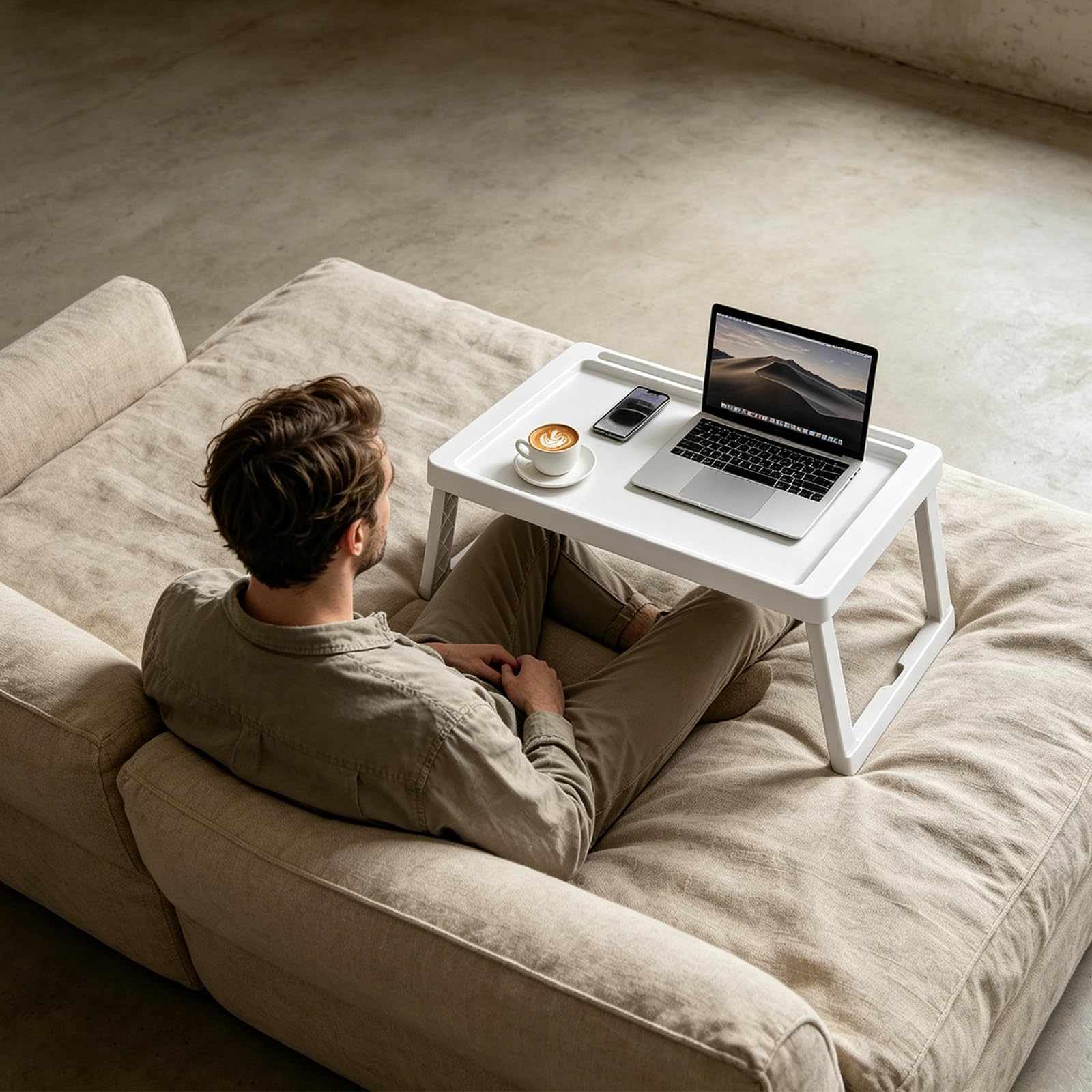Plateau de lit Pliable 54x35.5cm Blanc pour lit canapé Bureau