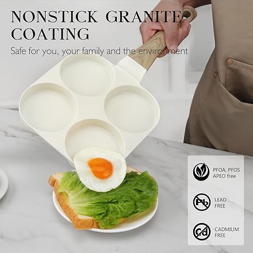 Miniatura 5 de GiPP Sartén antiadherente para huevos, sartén antiadherente de granito de 4 tazas para desayuno, sartén para panqueques con mango resistente al