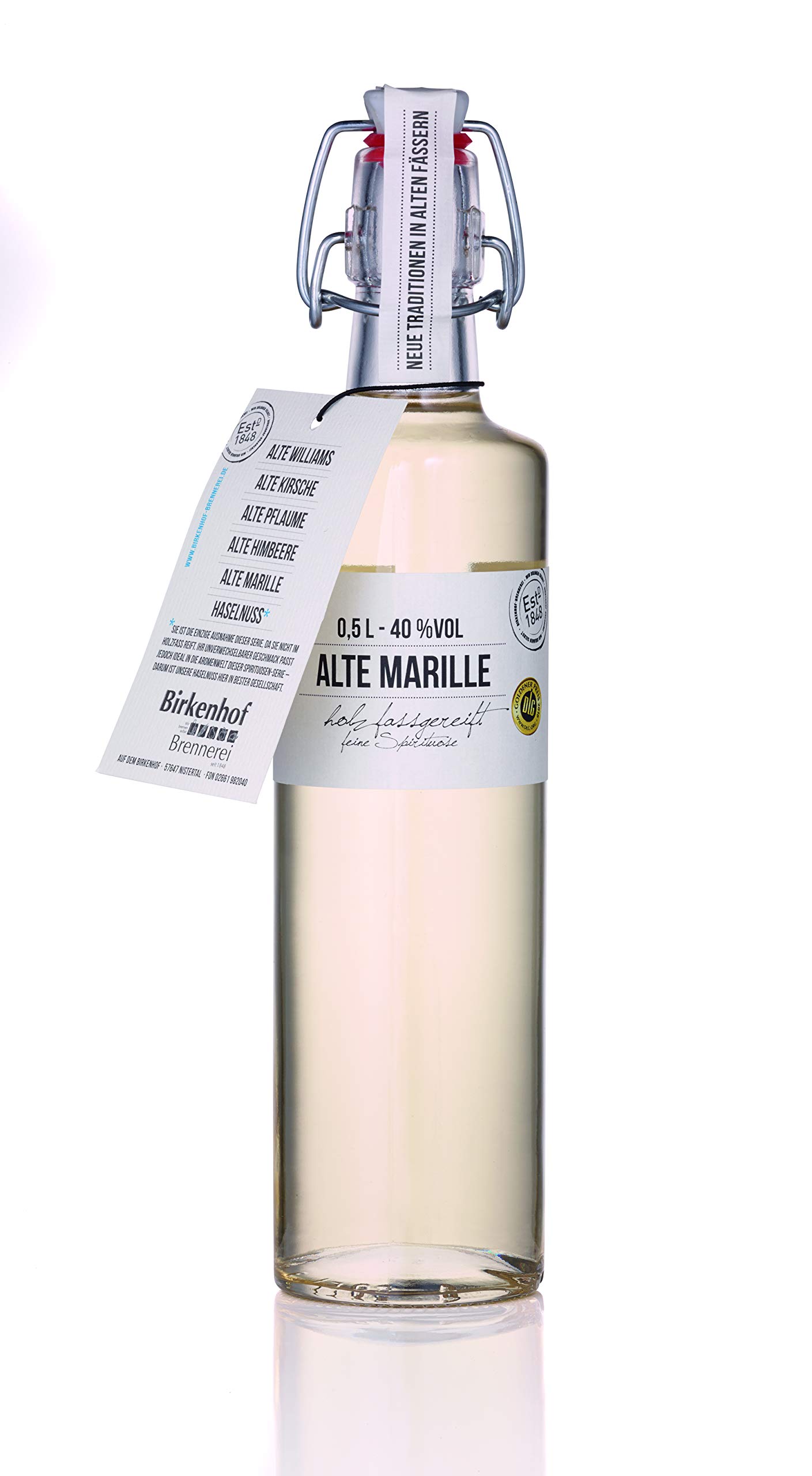 BIRKENHOF Brennerei | Alte Marille - feine holzfassgereifte Spirituose | (1 x 0,5l ) - 40 % vol.