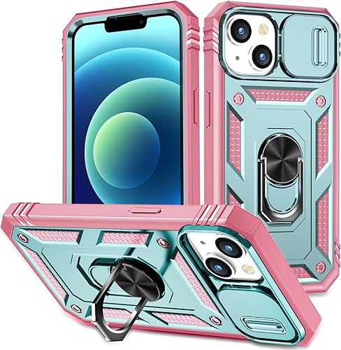 Miniatura 8 de Fetrim Funda para iPhone 14, Funda de teléfono con soporte de anillo de rotación para Apple iPhone 14 - Azul