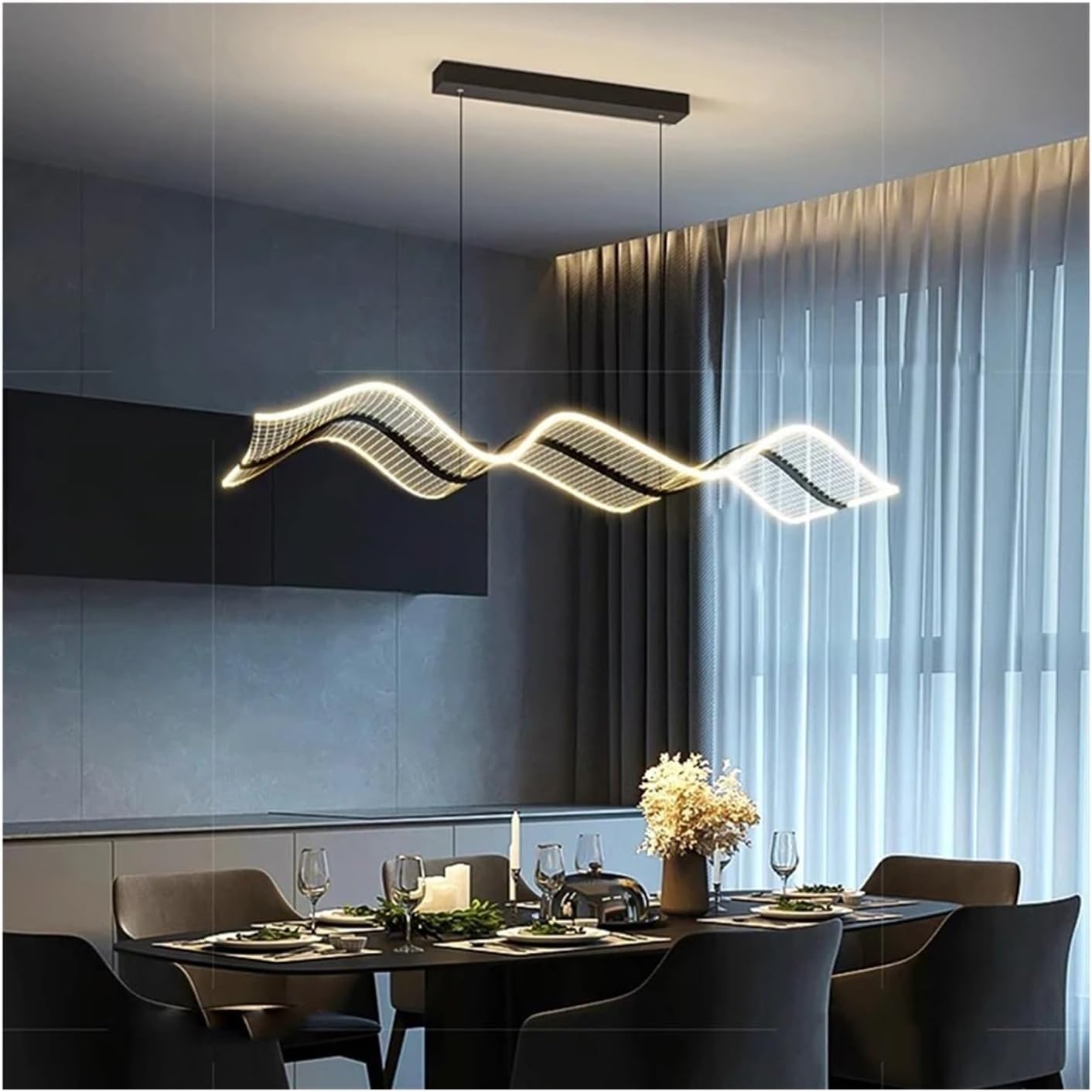 Suspension moderne haut de gamme de 100cm avec éclairage LED blanc froid pour salon épuré