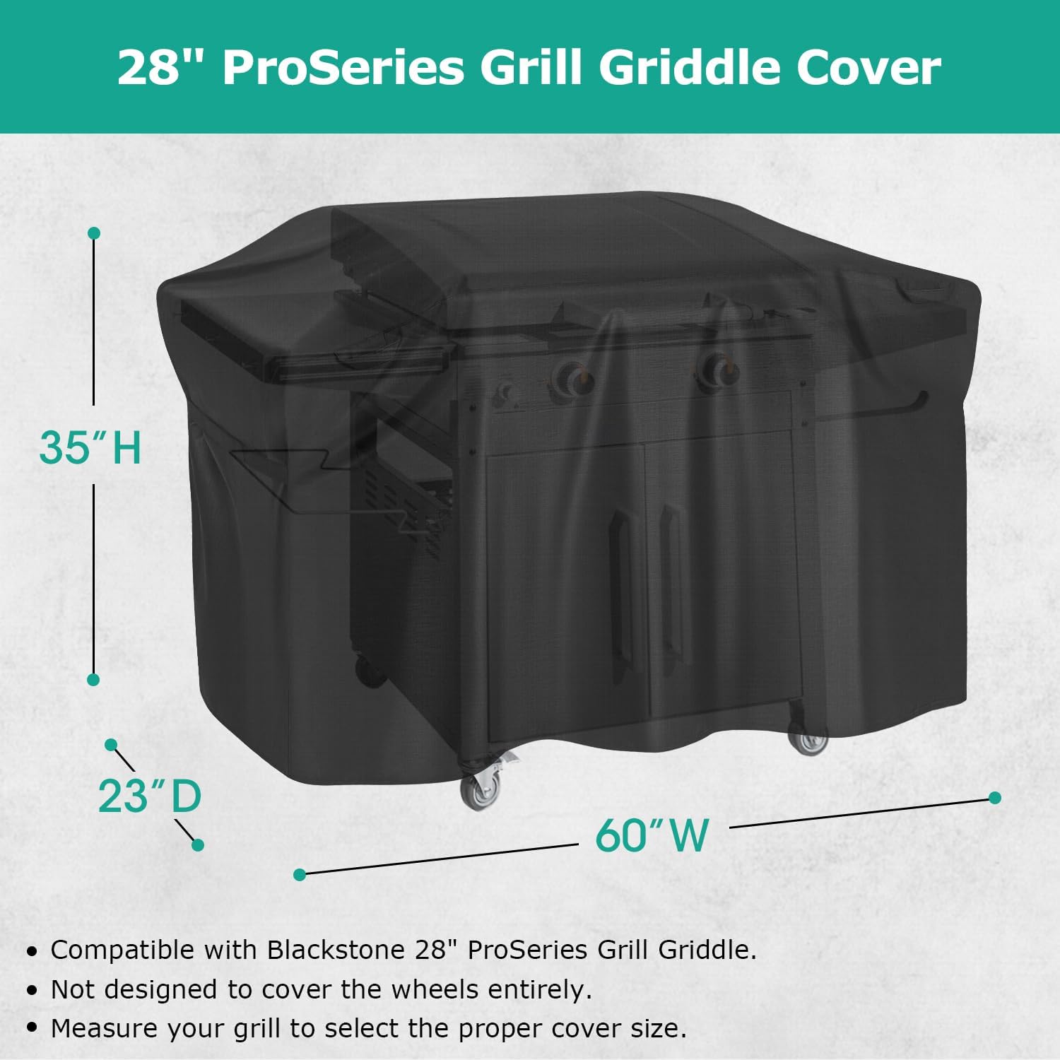 SunPatio Griddle Cover for Blackstone 28" Pro Series Griddle, Outdoor Waterproof Flat Top Gas Grill Cover 60 Inch, All Weather Protection Cooking Station Grill Protector, Black