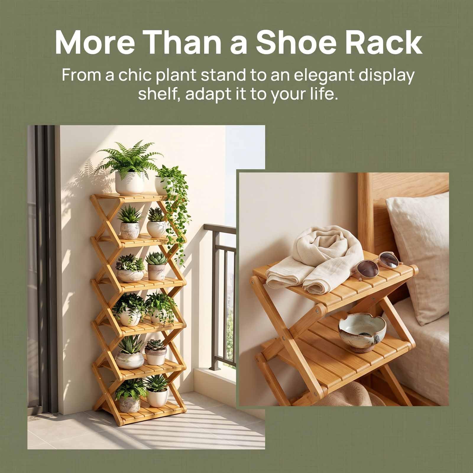 Étagère De Rangement En Bambou Pré-assemblée À 9 Niveaux — Étagère À Chaussures Dangle Pliable En Bambou | Étagère À Chaussures Étroite Et Peu Encombrante (aucun Assemblage Requis) — Idéale Pour