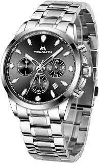 Herren Uhr Edelstahl Armbanduhr: Chronograph Analog Wasserdicht Herrenuhr mit Leuchtend Datum - Elegantes Geschenk für Business Männer