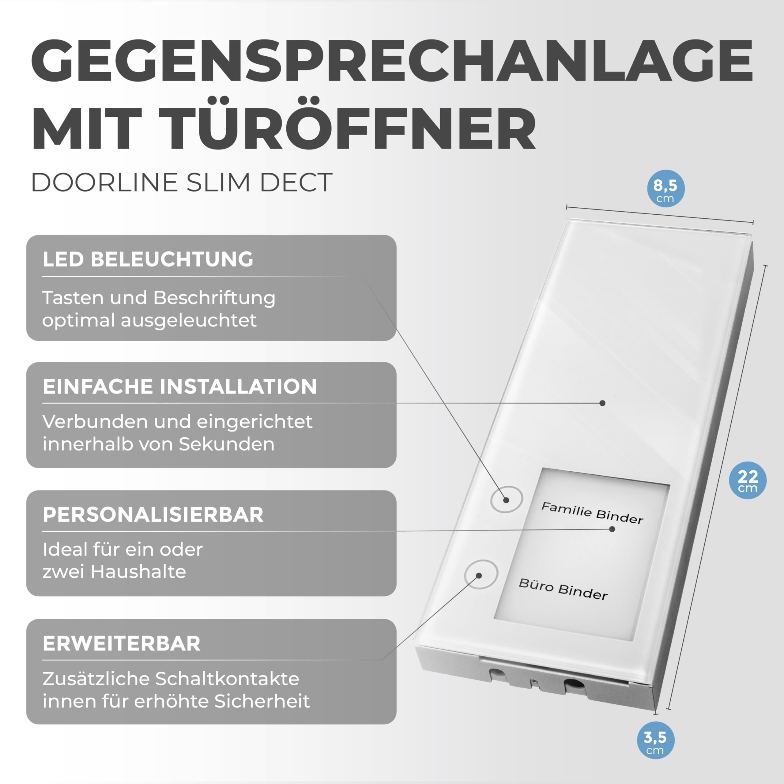 Slim DECT Farbe: Anthrazit von Telegärtner Elektronik l Clevere Türstation l per Knopfdruck mit der AVM FRITZ!Box zur Tür-Sprechanlage gekoppelt l erweiterbar zur Video-Sprechanlage I
