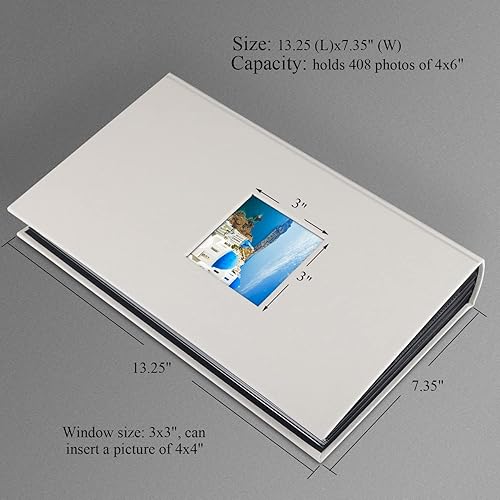Miniatura 5 de Álbum de fotos de lino de 4 x 6 con capacidad para 408 bolsillos negros deslizantes, cubierta de tela, álbumes de fotos pequeños para boda,