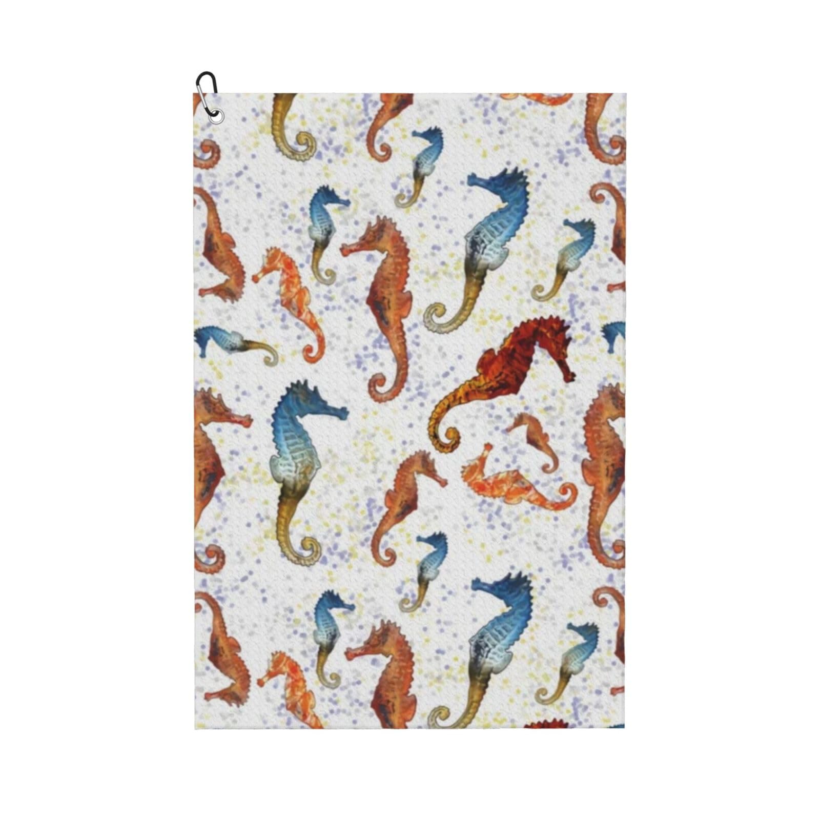 Hnnkloy Seahorses Ballet White Animals Nautical, 16x24 in Portable Waffle Golf Towels with Carabiner Clip for Golf Bag