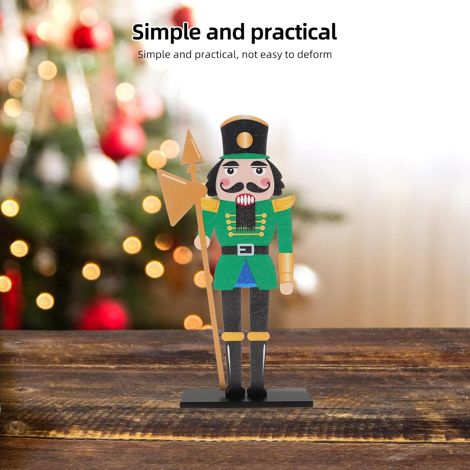 HOMSFOU Wooden Nutcracker Figure Traditional Nutcracker Soldier Doll Christmas Holiday Decor Tabletop Ornament for Home Festive Decoration
