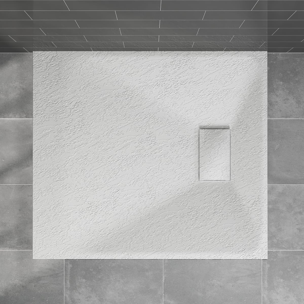 Blümme Rectangle Shower Tray 1000x800mm Bathroom SMC Slip-Resistant Flat Shower Base for Shower Enclosure Cubicle and Wetroom White