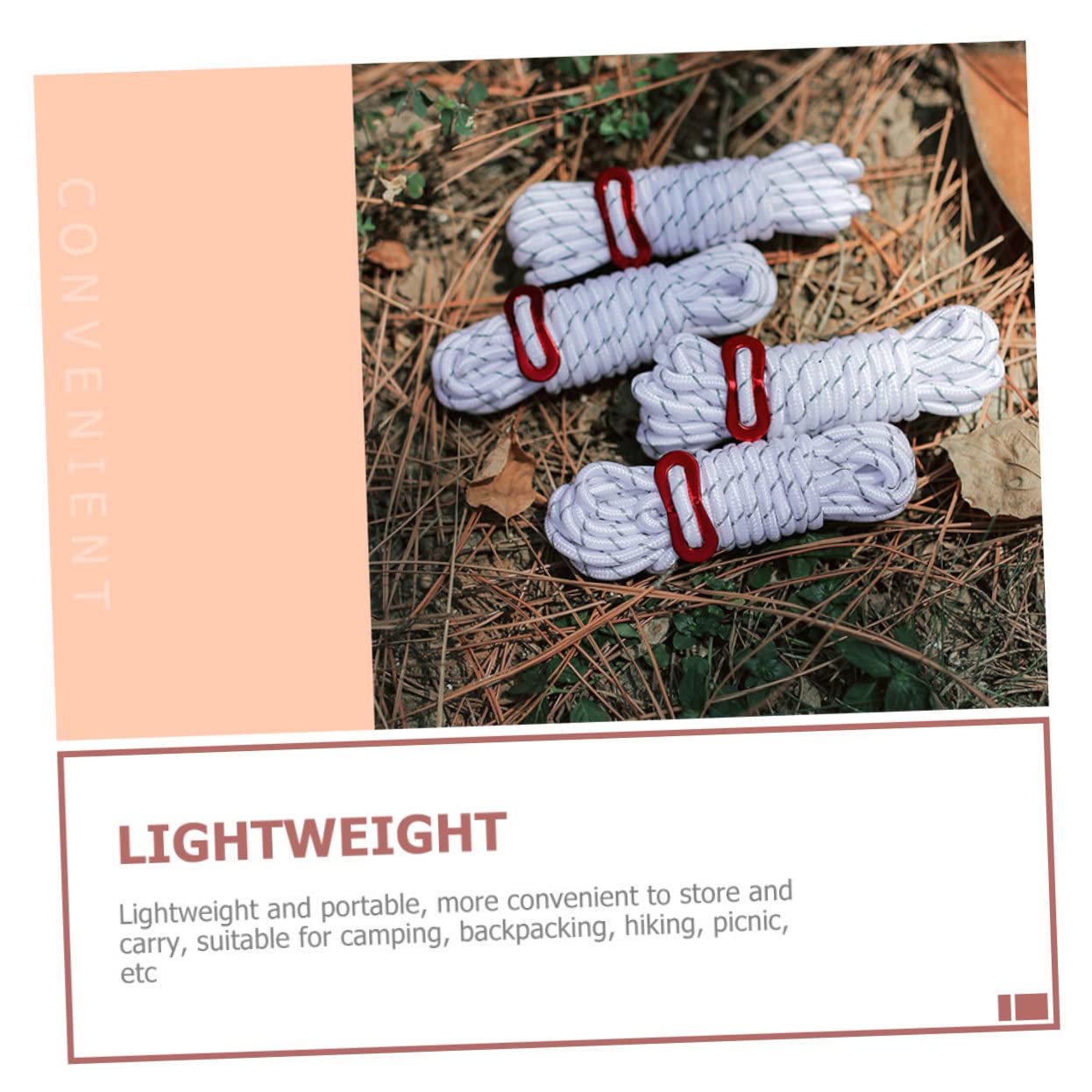 ifundom 8pcs Windproof Tent Fixing Rope Reflective Outdoor Camping Cords with Buckles for Secure Canopy Setup and Easy Storage Essential for Travel and Hiking Activities