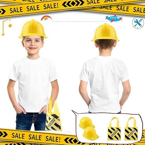Miniatura 3 de 36 piezas de suministros de fiesta de construcción incluyen 18 sombreros de trabajadores de la construcción y 18 bolsas de mano para niños, fiesta