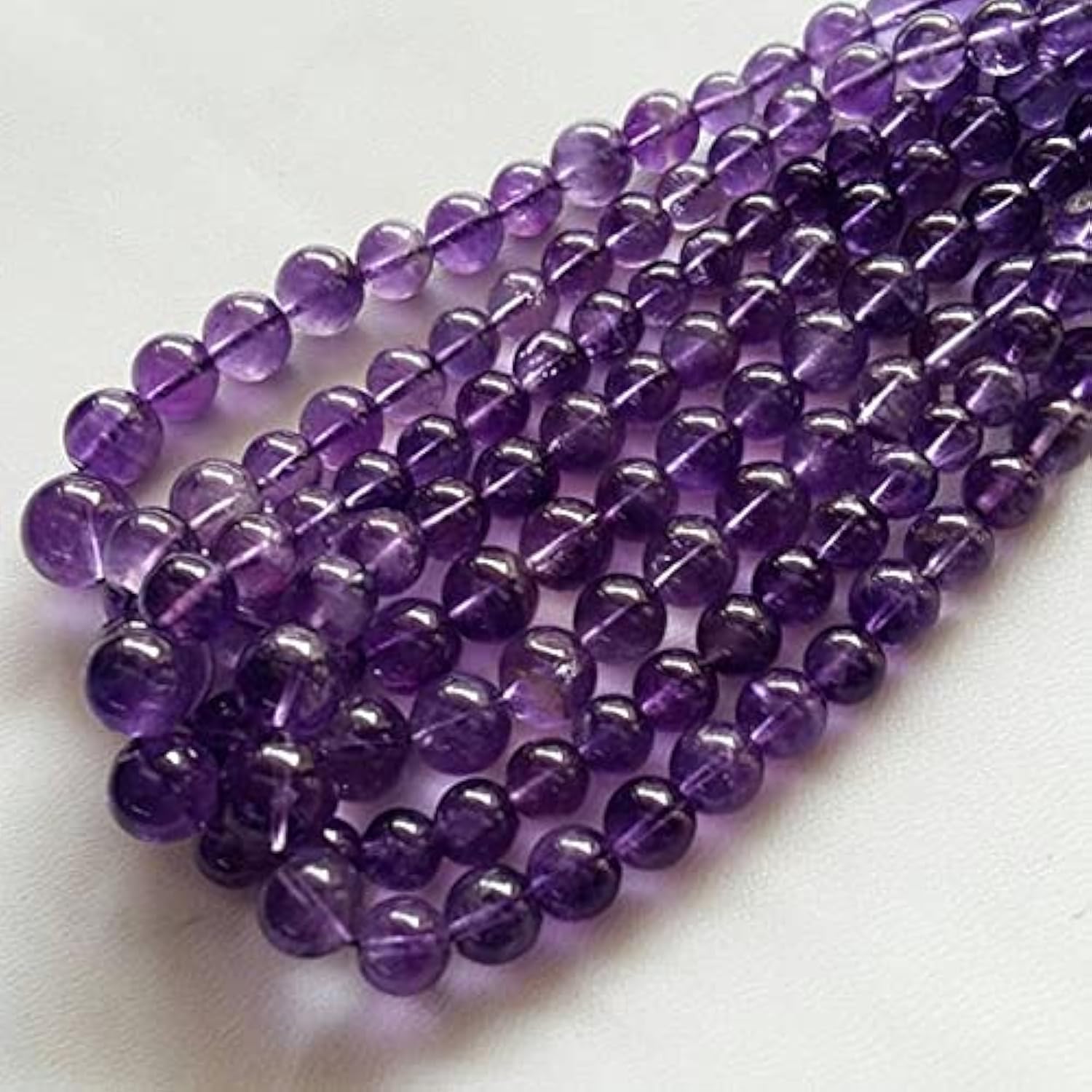 Améthyste perles rondes lisses 15 pouces sans irrégularités pour enfilage de bijoux fluides