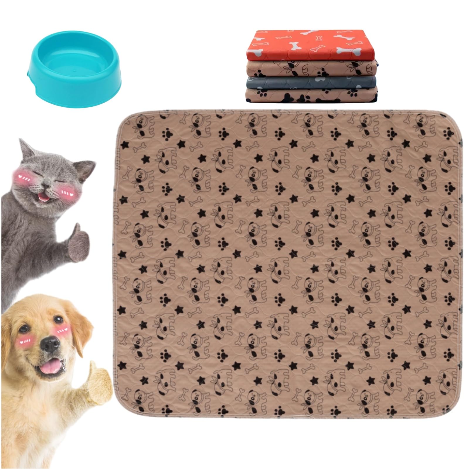 Puppy pad Pee Pads with Pheromones,Reusable and Washable Puppy Pads, Leak-Proof Pet Training Pads for Dogs Indoor Use (Brown 2,16X24 Inches (40X60cm))