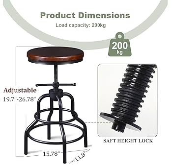Amazon.com: LOKKHAN Vintage Industrial Bar Stool - Rustic