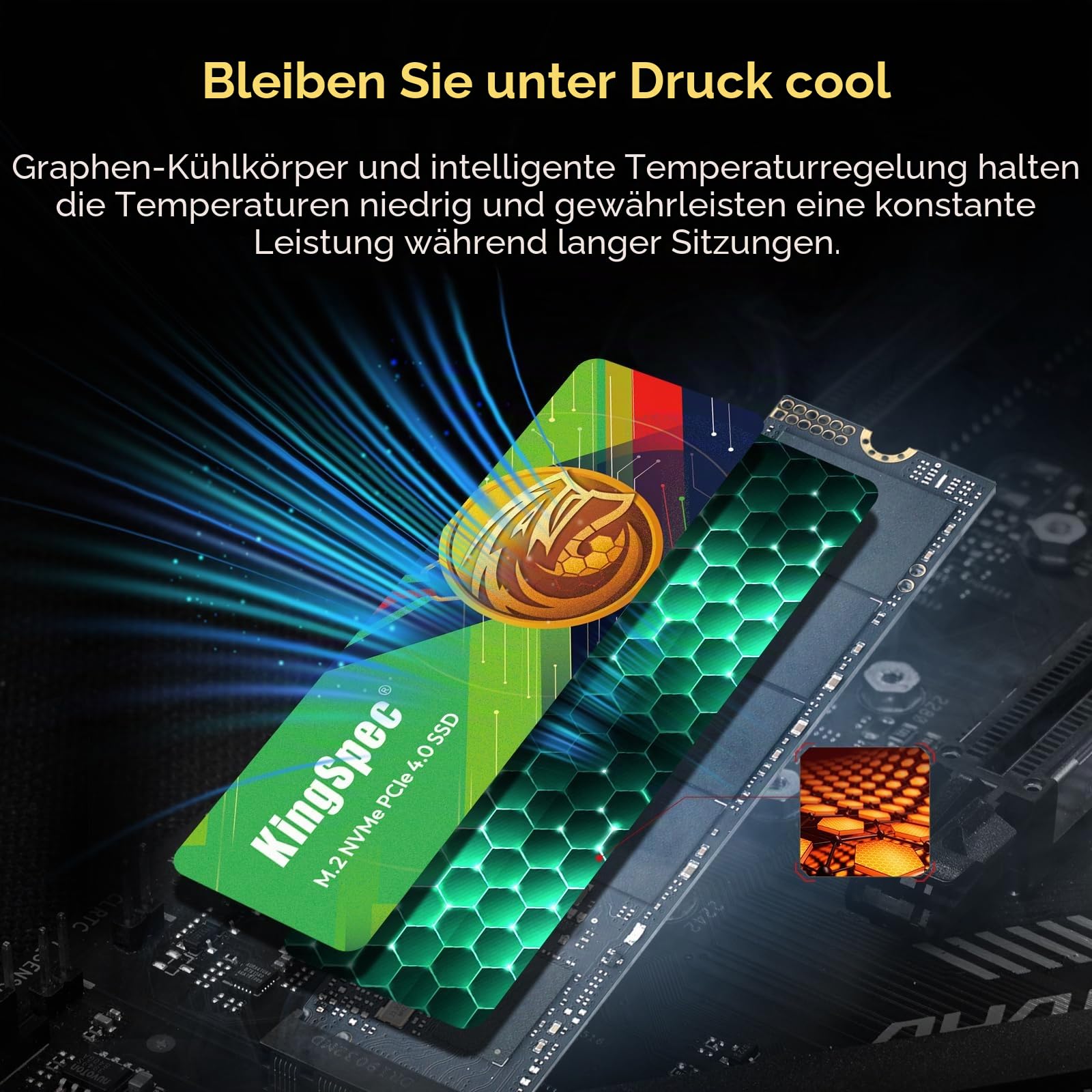 KingSpec 512GB M.2 NVMe PCIe Gen4 SSD - Up to 7400MB/s Read, Championship Edition, 3D NAND Flash, Ideal for PS5, Gaming PC & Laptop Upgrade