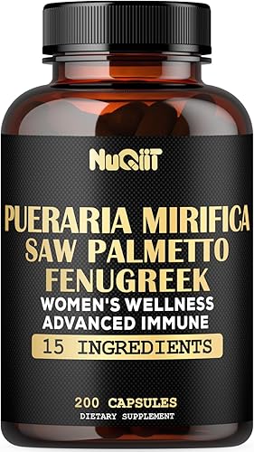 Pueraria Mirifica Extracto 101 de fenogreco con suplemento de bienestar inmunológico y para mujeres de 1000 mg - Saw Palmetto, raíz de maca, saúco y