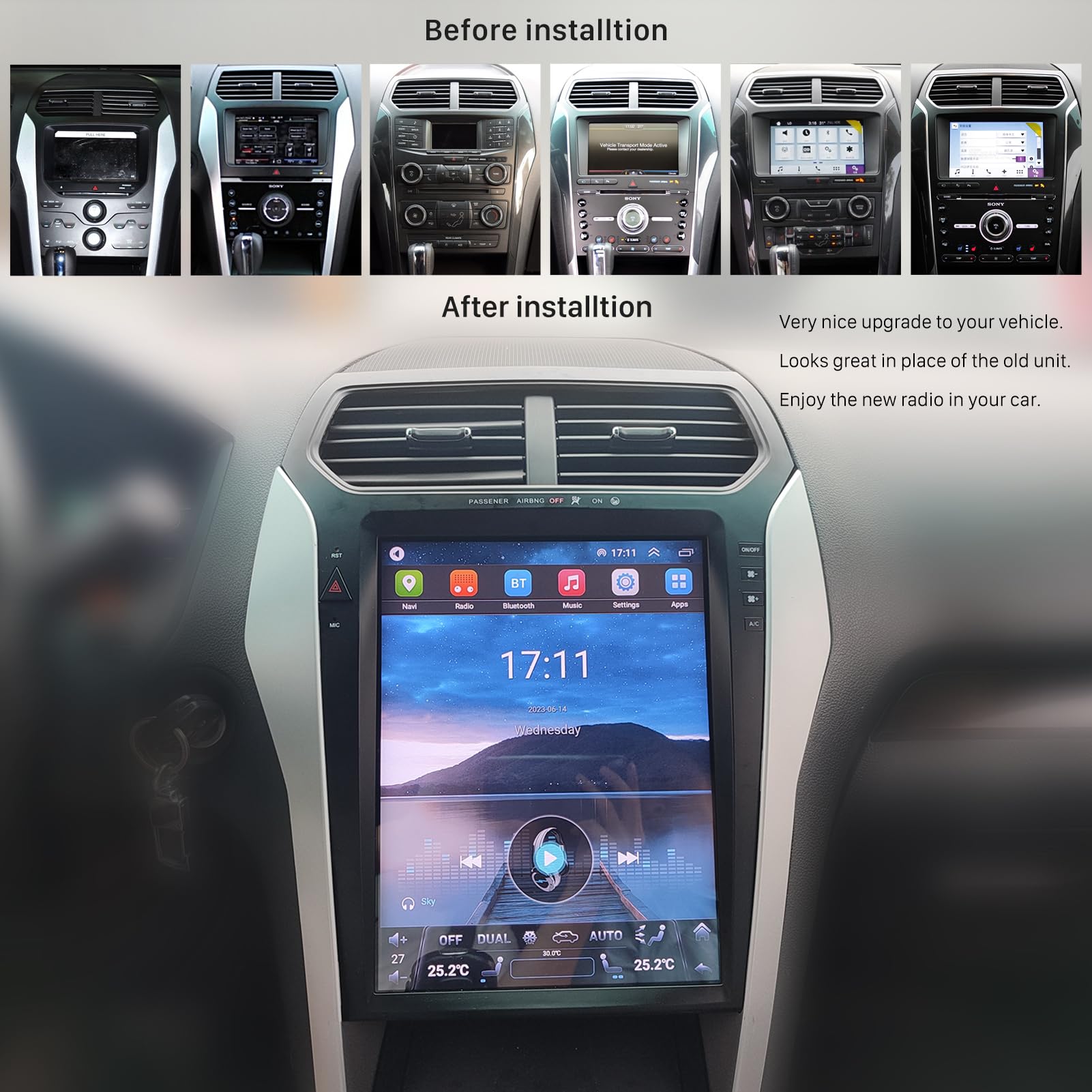 SEICANE Radio Upgrade for Ford Explorer 2011-2019, 8 Core Android Stereo, 12.1inch Touch Screen Support Carplay, GPS, Android Auto (4G RAM+64G ROM)