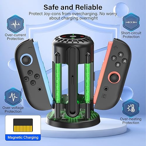 Miniatura 5 de Switch-2-Joycon-Charger - Base de carga para Nintendo Switch 2 JoyCon 2025, luz LED magnética y de burbujas, estación de carga rápida para Nintendo
