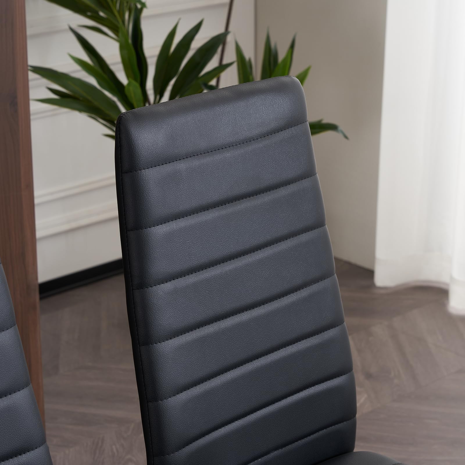 LEADZM küchenstühle 6er Set Esszimmerstühle mit hoher Rückenlehne wasserdicht für Esszimmer & Küche Esszimmerstuhl Stühle 120kg (Schwarz, 6er Set)