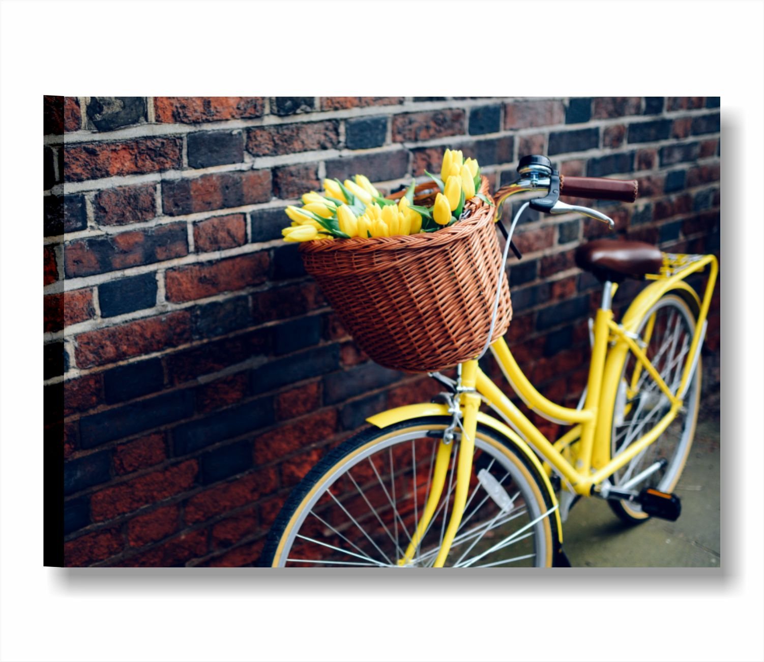 Quadri L&C ITALIA Bici Vintage Retro 4 - Quadro Shabby Chic con Bicletta e Fiori Gialli 70 x 50 per Soggiorno Moderno Cucina Camera da Letto Ragazza