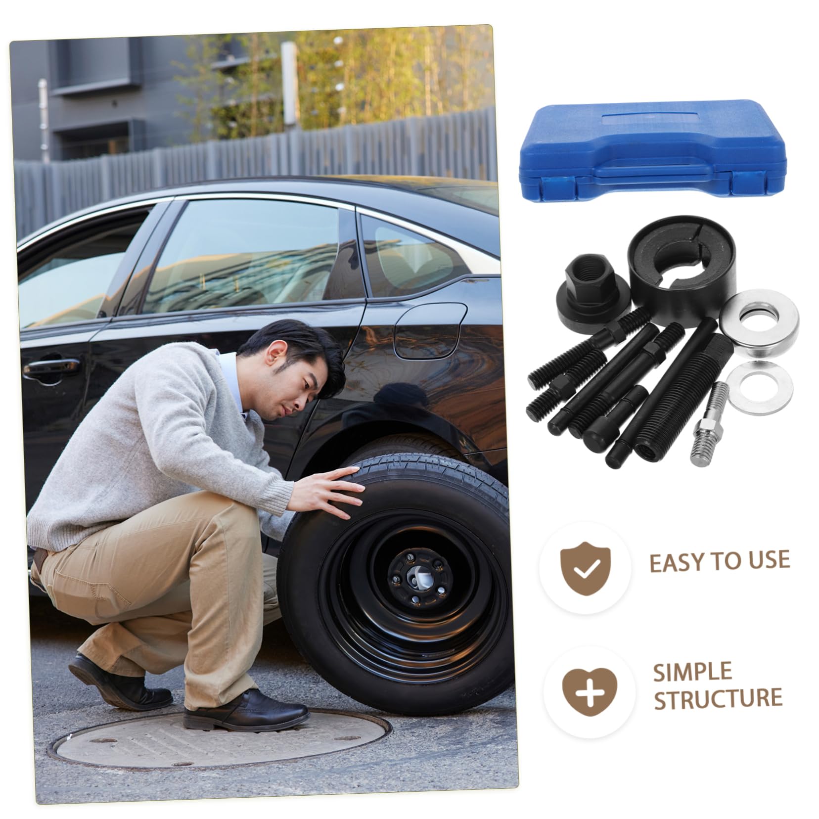 BESTYASH Kit Estrattore e Installatore per Puleggia Servosterzo e Volante, in Acciaio al Carbonio, con Valigetta per Officina Auto