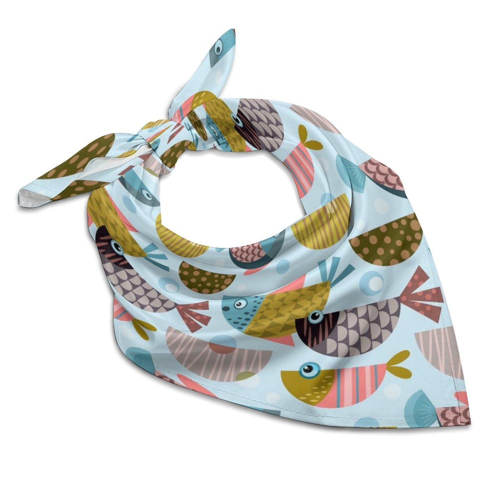 Csemeie Colorful Fishes Pattern Bandana Hair Scarf Headband Adjustable Neckerchief for Men Women Decor