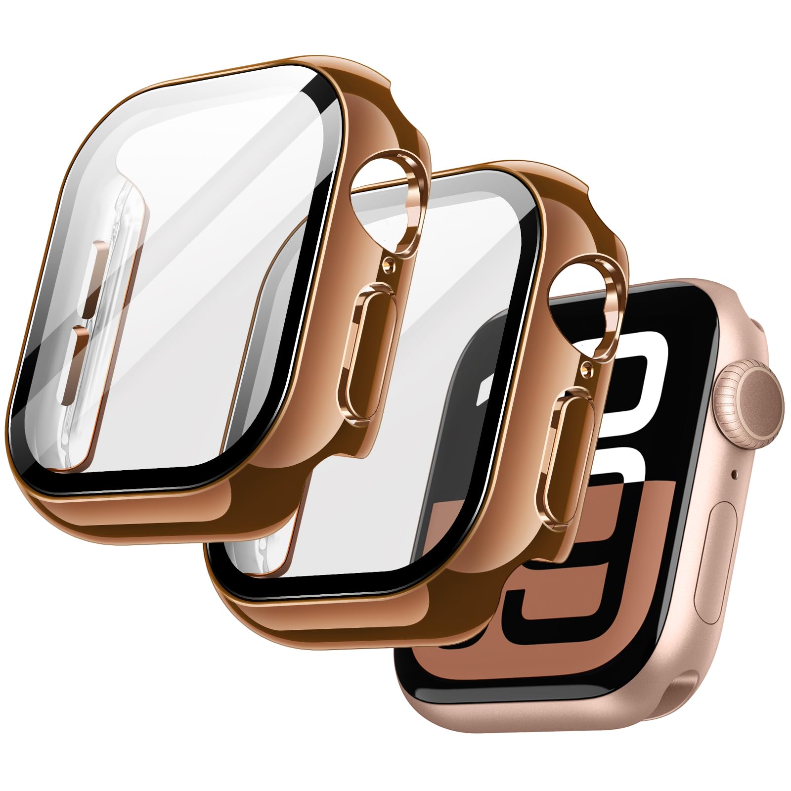 JETech Platerowane Etui dla Apple Watch Series 11/10 42mm | Miedziano-Różowe Złoto, Wbudowany Ochraniacz Ekranu ze Szkła Hartowanego, Metaliczne Wykończenie, Wysoka Czułość Dotyku