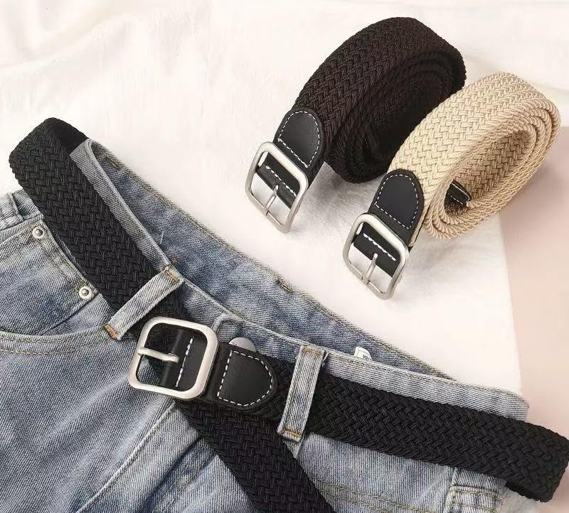 3 pcs Elastic Stretch Woven Belt with Classical Colors for Jeans Braided Belt for Golf Casual Pants Wide1.3Inch2