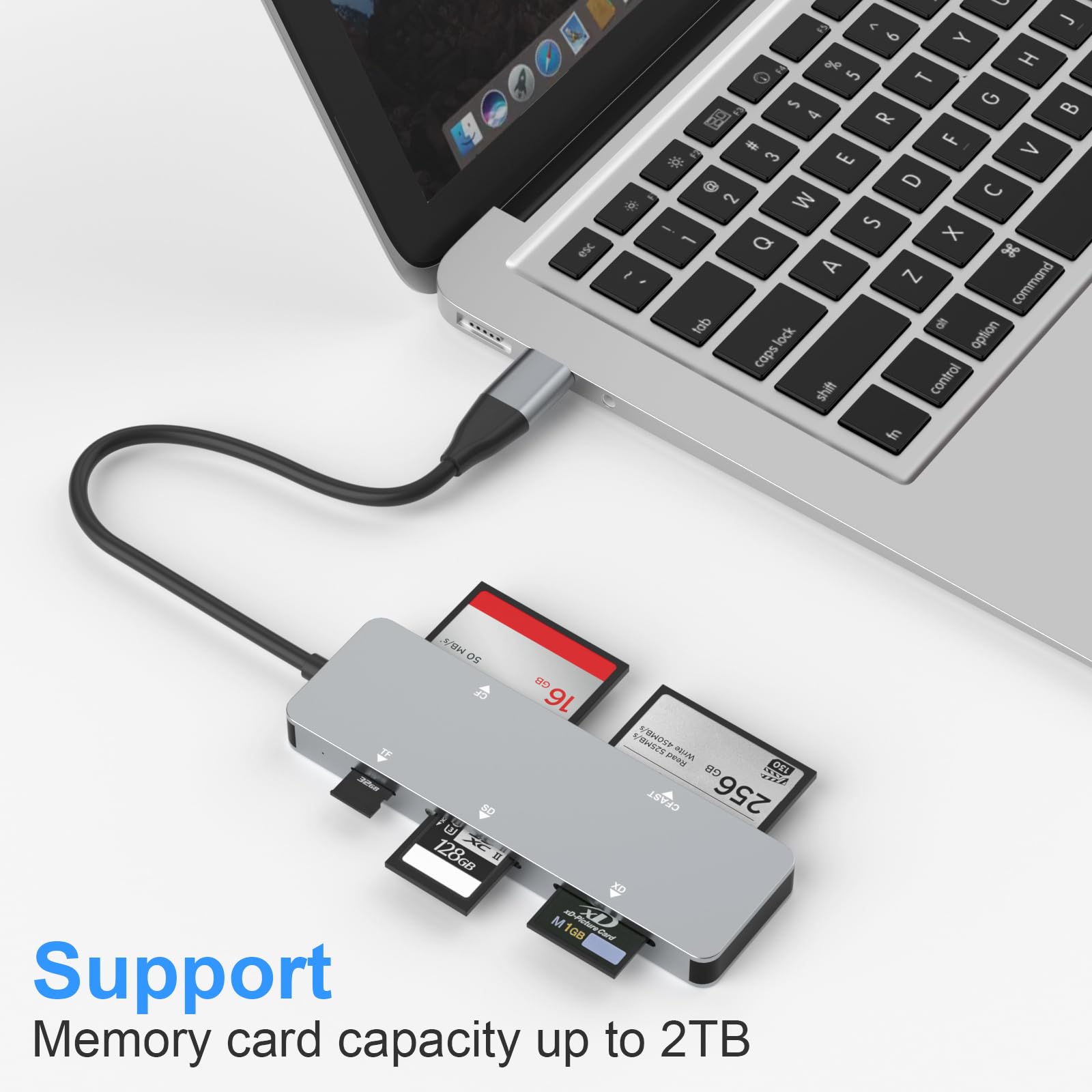 Lettore di schede CFast,USB 3.0 USB C CFast 2.0 Card Reader,Adattatore per scheda di memoria CFast ad alta velocità in alluminio da 5 Gbps per CFast/CF/SD/TF/XD, lettura simultanea di 5 schede
