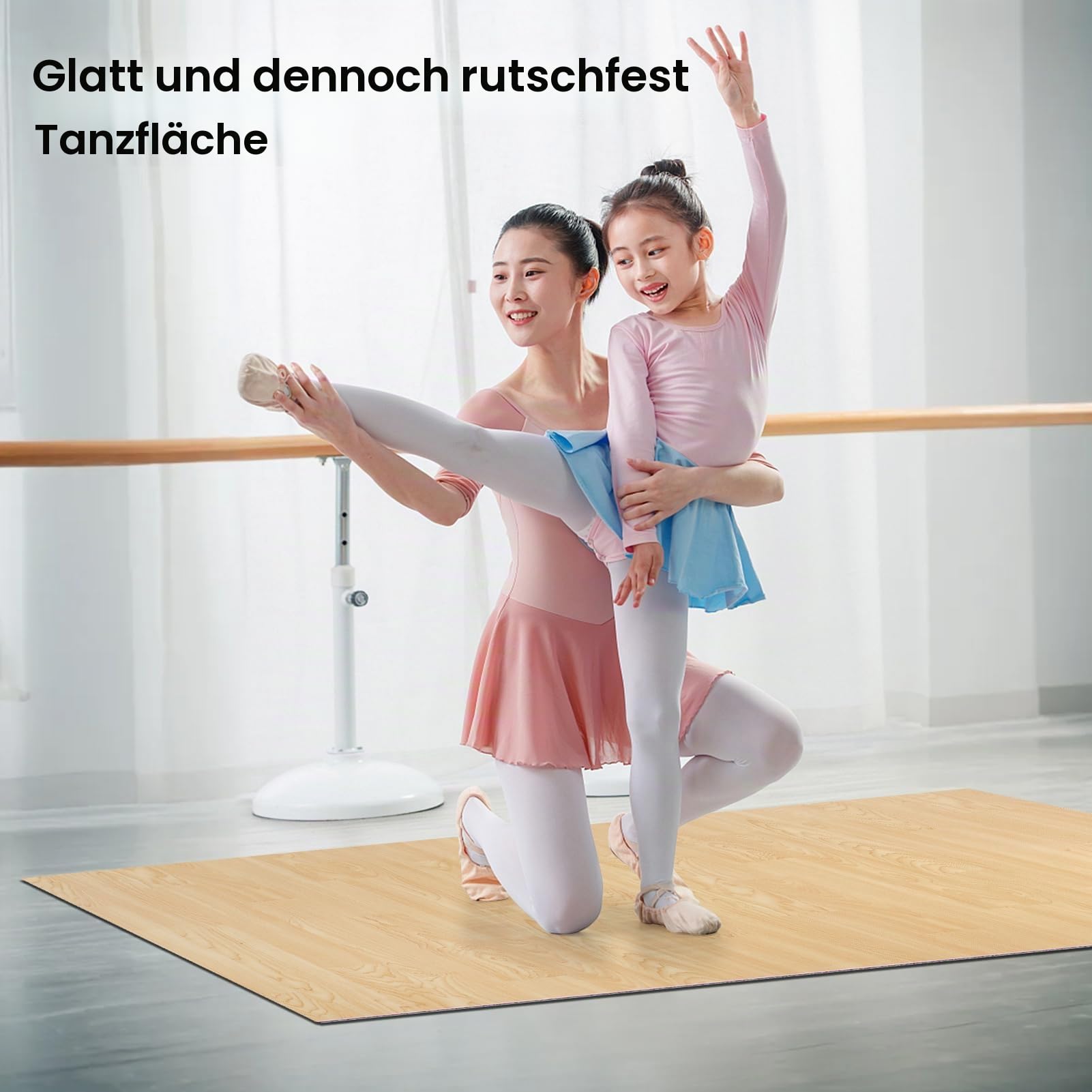 Tragbare Tanzbodenmatte, 9 x 1,2 m und 1,2 x 1,8 m, 5 mm dicke PVC-Tanzfläche für Ballett, Jazz, Pop und andere Tanzformen, rutschfester und stoßdämpfender Übungsboden für Zuhause, Studio